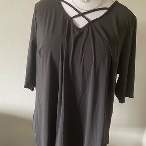 Torrid Active Top Gray Asymmetrical Blouse Relaxed Fit
